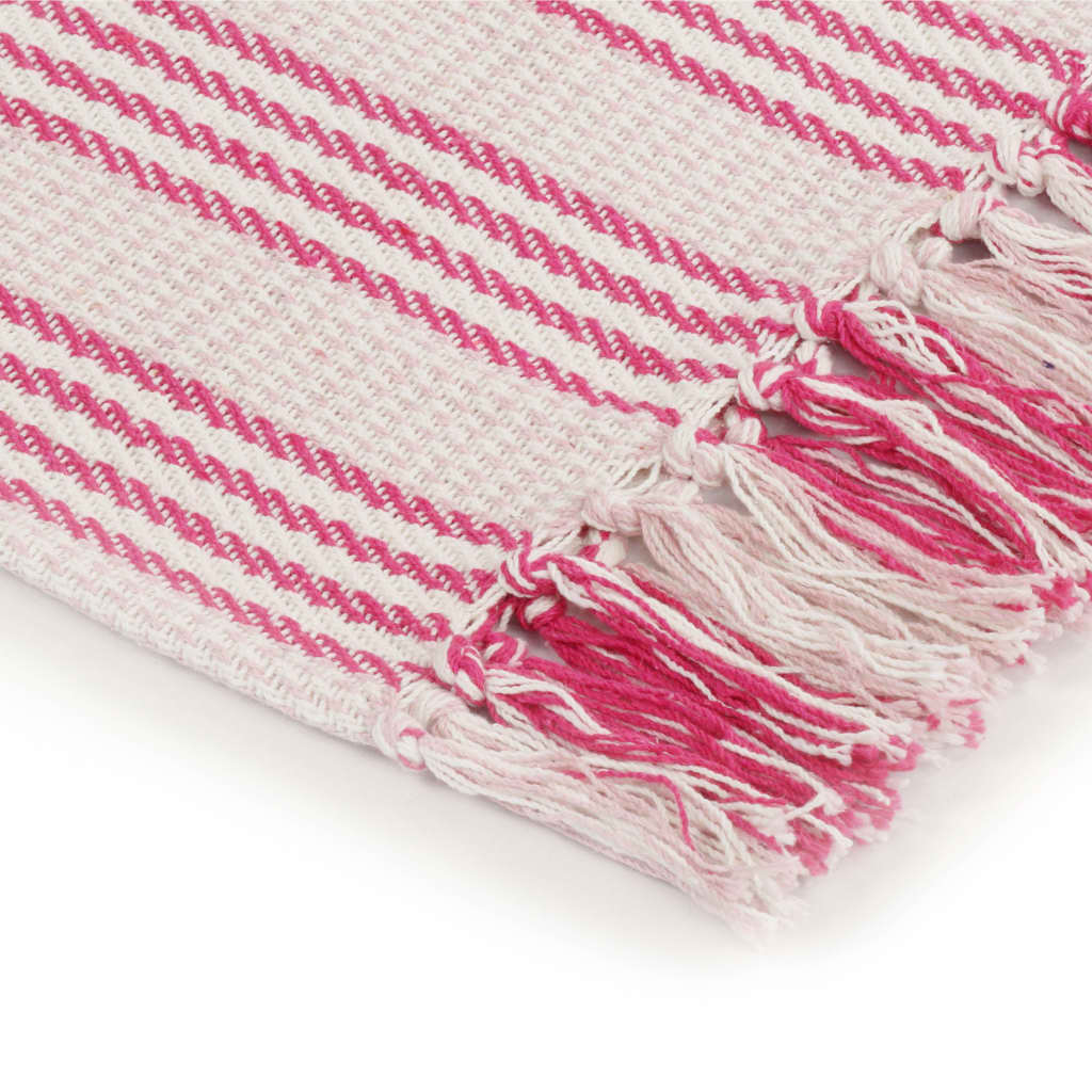 Copriletto in Cotone a Righe 125x150 cm Rosa e Bianco - homemem39