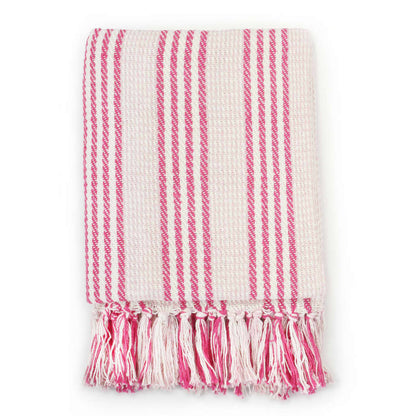 Copriletto in Cotone a Righe 160x210 cm Rosa e Bianco - homemem39