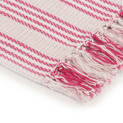 Copriletto in Cotone a Righe 160x210 cm Rosa e Bianco - homemem39