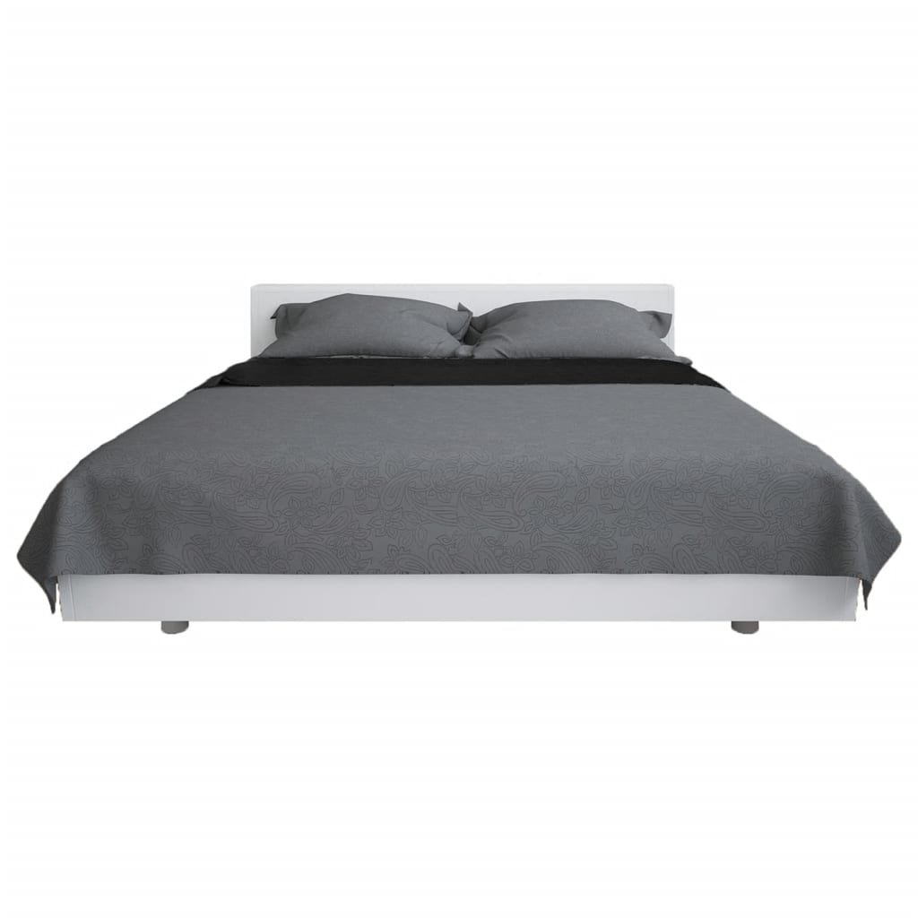 Copriletto Double-Face Trapuntato 220x240 cm Grigio e Nero - homemem39