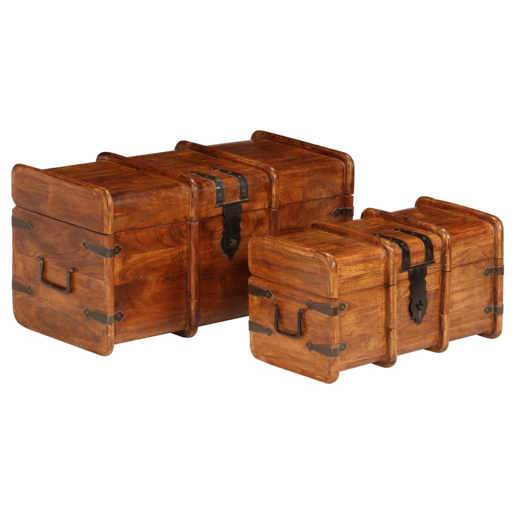 Set Forzieri 2 pz in Legno Massello di Acacia e Finitura Ambra - homemem39