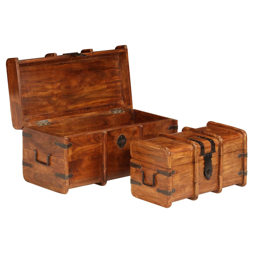 Set Forzieri 2 pz in Legno Massello di Acacia e Finitura Ambra - homemem39