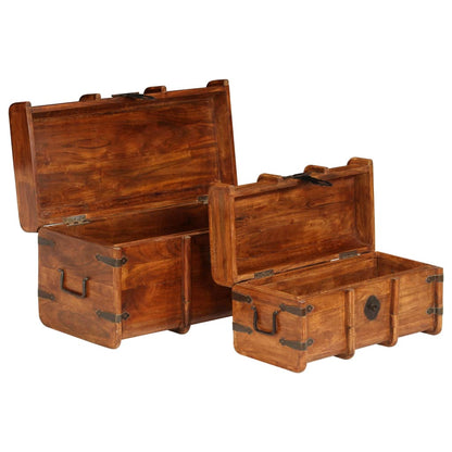 Set Forzieri 2 pz in Legno Massello di Acacia e Finitura Ambra - homemem39