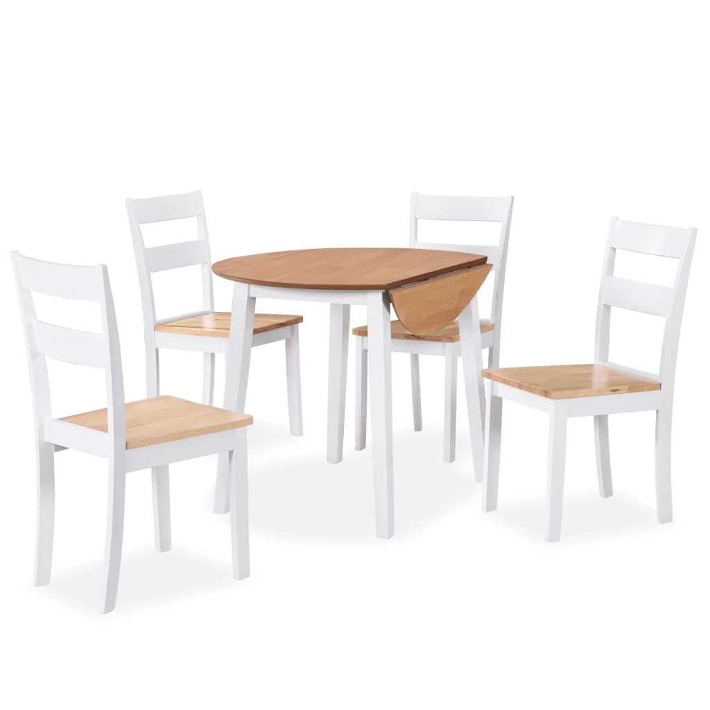 Set da Pranzo 5 pz in MDF e Legno di Hevea Bianco