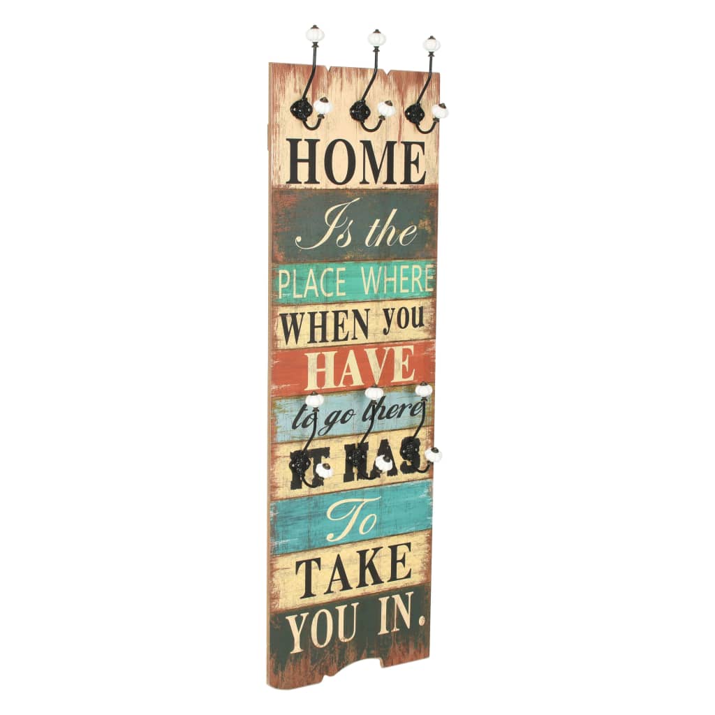 Appendiabiti da Parete con 6 Ganci HOME IS 120x40 cm - homemem39