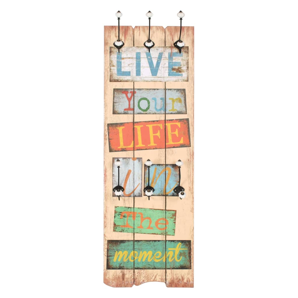 Appendiabiti da Parete con 6 Ganci LIVE LIFE 120x40 cm - homemem39