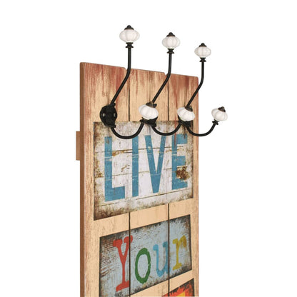 Appendiabiti da Parete con 6 Ganci LIVE LIFE 120x40 cm - homemem39