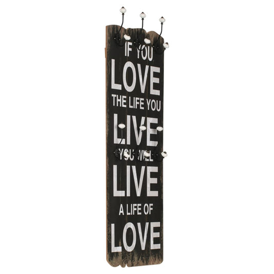 Appendiabiti da Parete con 6 Ganci LOVE LIVE 120x40 cm - homemem39