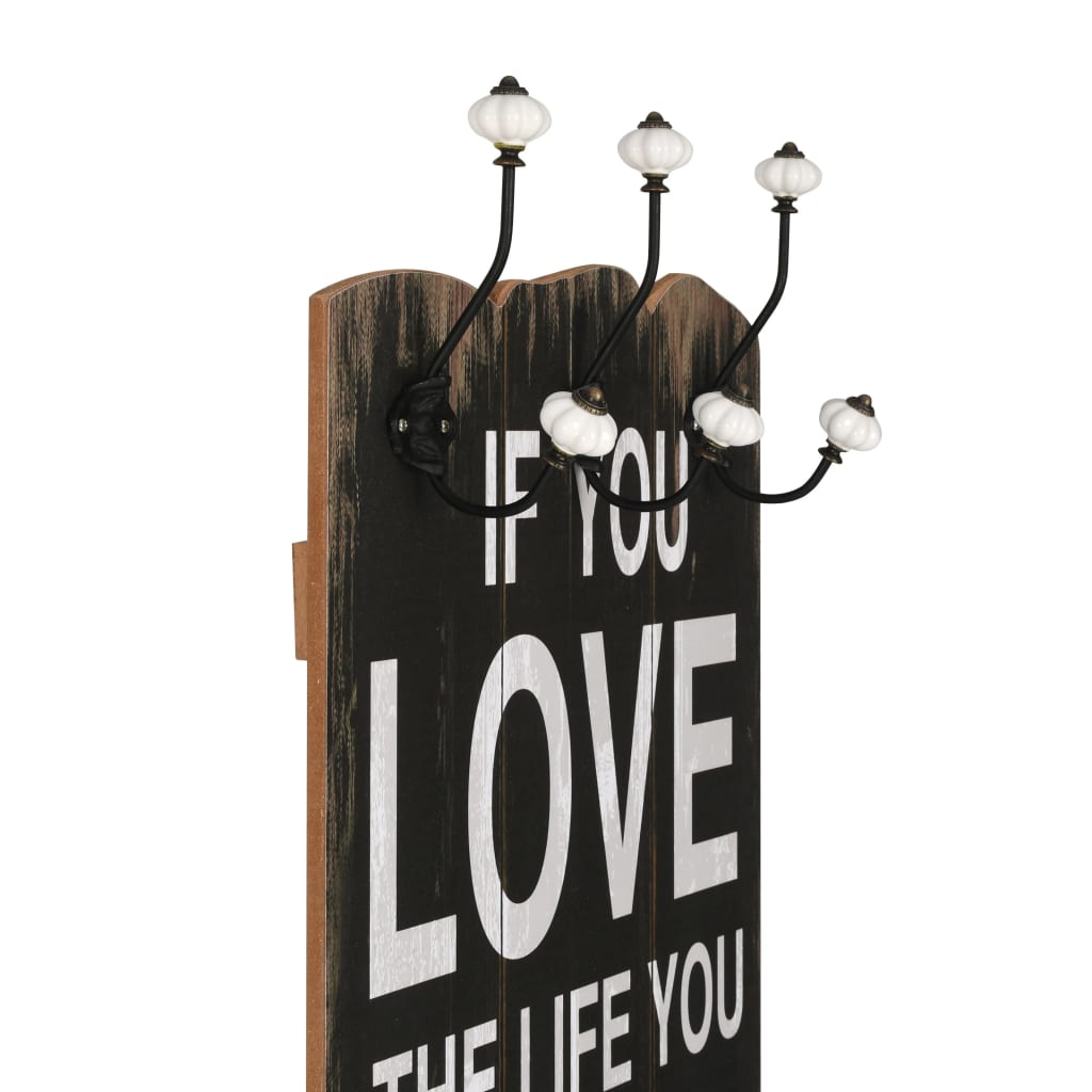 Appendiabiti da Parete con 6 Ganci LOVE LIVE 120x40 cm - homemem39