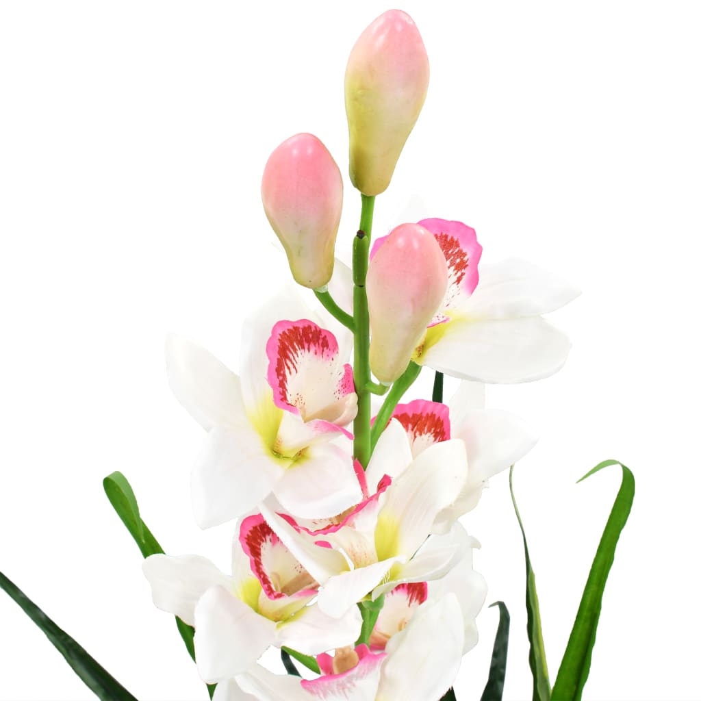 Orchidea Cymbidium Artificiale con Vaso 100 cm Verde - homemem39