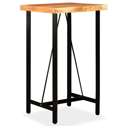 Set da Bar 3 pz in Legno Massello Acacia in Pelle Vera e Tela - homemem39