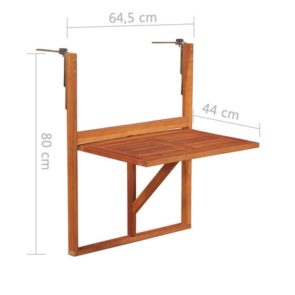 Tavolo da Balcone Sospeso 64,5x44x80 cm in Massello di Acacia - homemem39