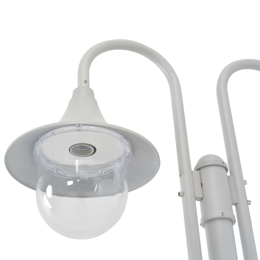 Lampione da Giardino E27 220 cm Alluminio 2 Lampade Bianco - homemem39