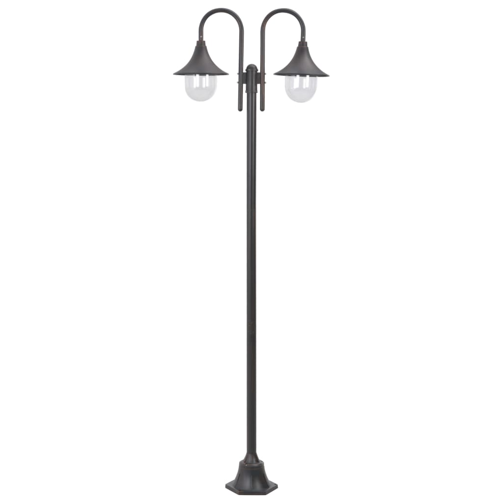 Lampione da Giardino E27 220 cm in Alluminio 2 Lampade Bronzo - homemem39