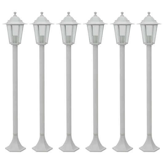 Lampioni da Giardino 6 pz E27 110 cm in Alluminio Bianco - homemem39