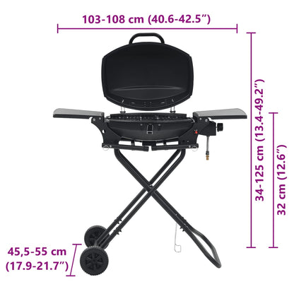 Barbecue e Griglia a Gas Portatile con Fornello Nero - homemem39