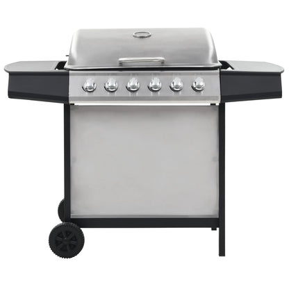 Barbecue Griglia a Gas 6 Fornelli Acciaio Inossidabile Argento - homemem39