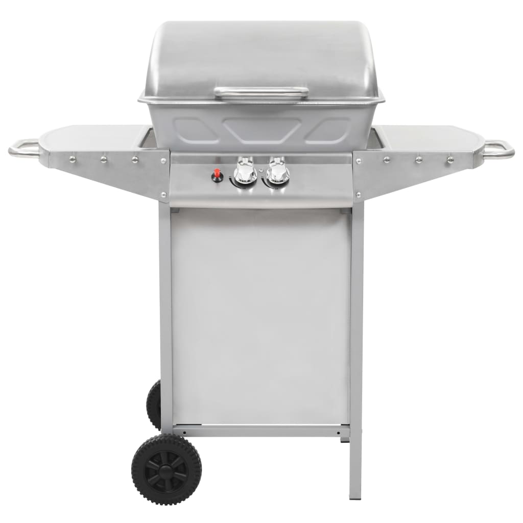 Barbecue a Gas con Griglia 2 Fornelli Argento Acciaio Inox - homemem39