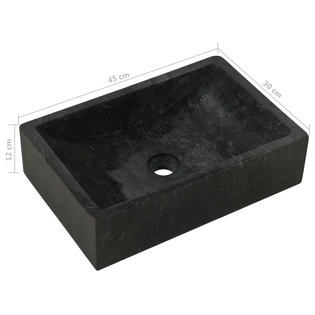 Lavello 45x30x12 cm Marmo Lucido Nero - homemem39