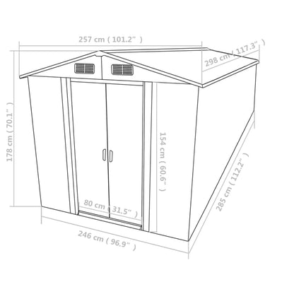 Casetta da Giardino 257x298x178 cm in Metallo Grigio - homemem39