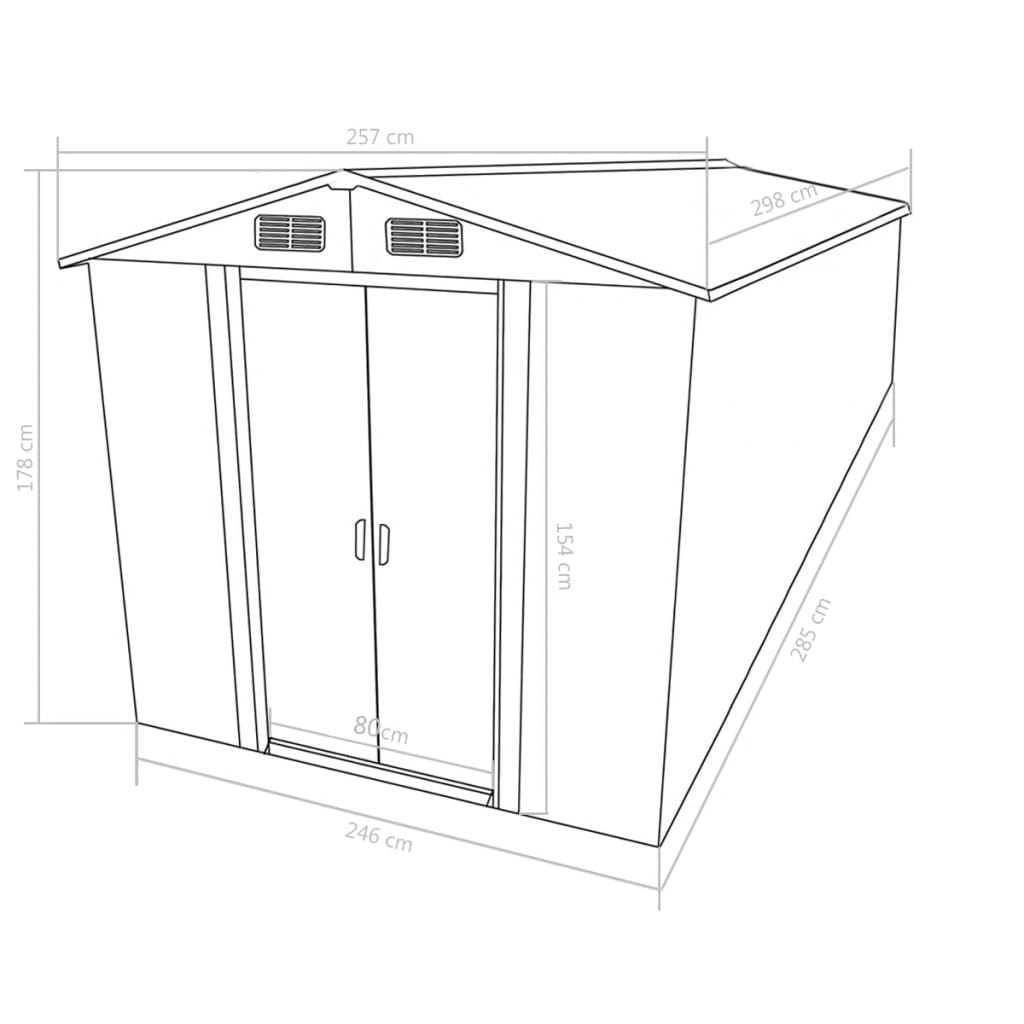 Casetta da Giardino 257x298x178 cm in Metallo Marrone - homemem39