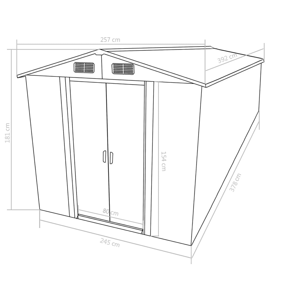 Casetta da Giardino 257x392x181 cm in Metallo Marrone - homemem39