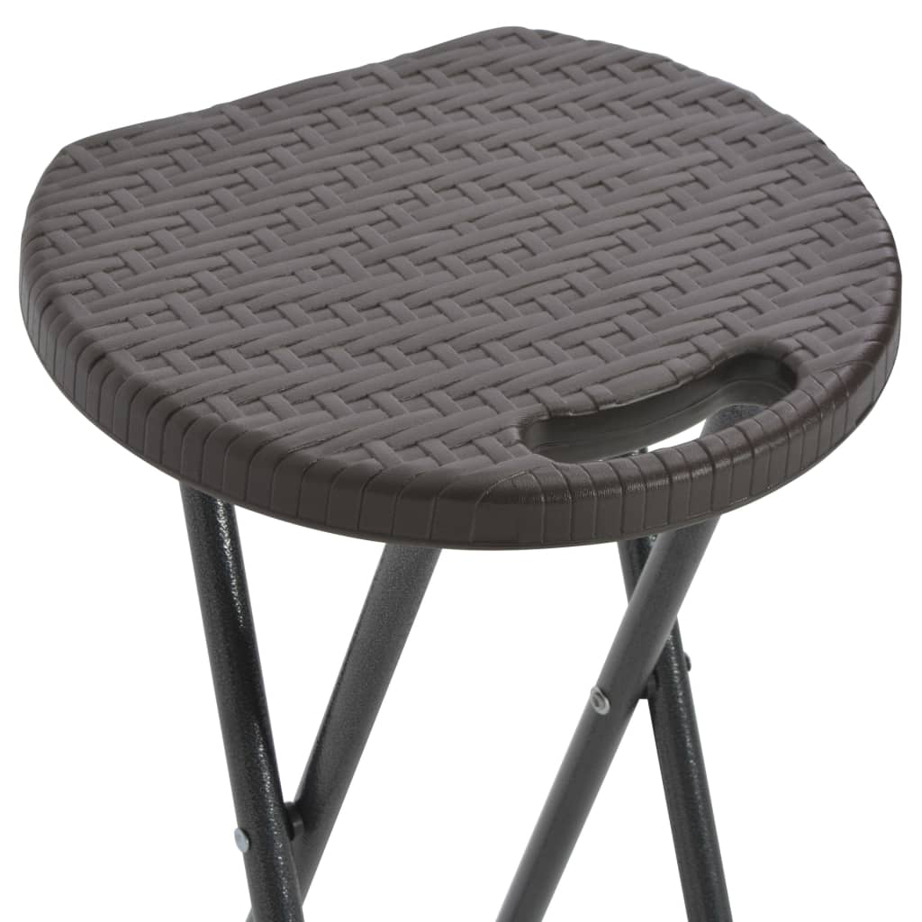 Sgabelli da Bar Pieghevoli 2 pz HDPE e Acciaio Marroni Rattan - homemem39