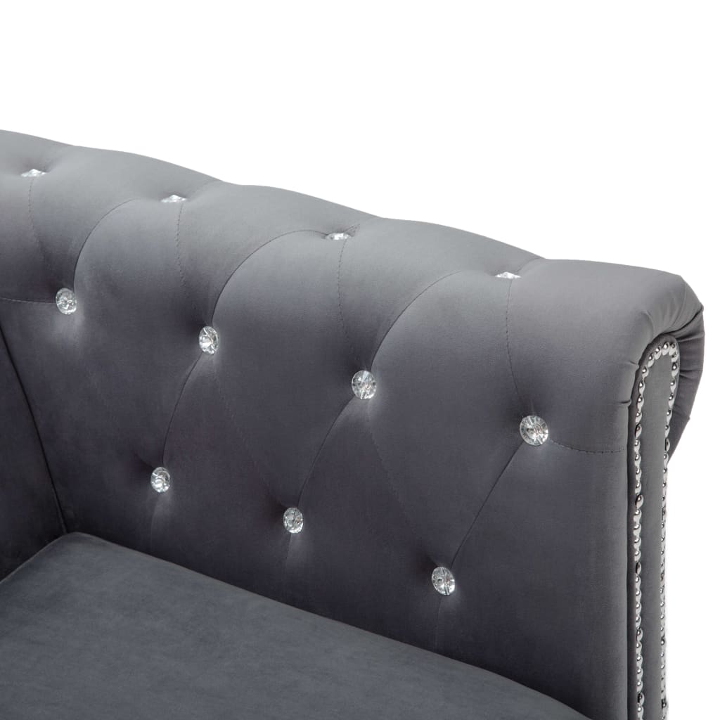 Divano Chesterfield a 3 Posti in Velluto 199x75x72 cm Grigio - homemem39