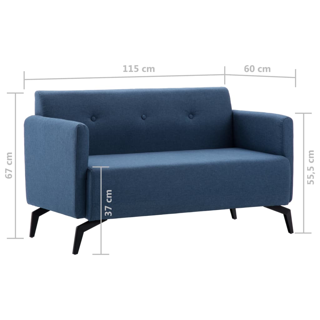 Divano a 2 Posti Rivestito in Tessuto 115x60x67 cm Blu