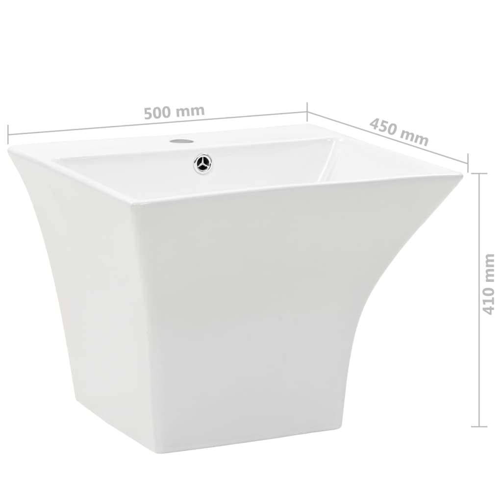 Lavabo a Parete in Ceramica Bianco 500x450x410 mm - homemem39