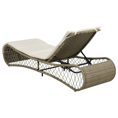 Lettino Prendisole con Cuscino in Polyrattan Grigio