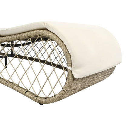 Lettino Prendisole con Cuscino in Polyrattan Grigio