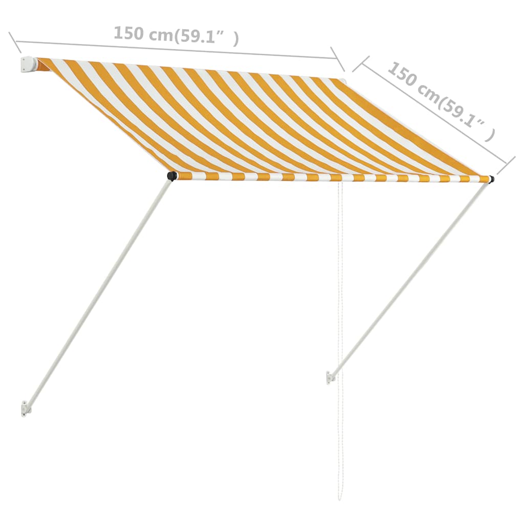 Tenda da Sole Retrattile 150x150 cm Giallo e Bianco