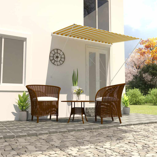 Tenda da Sole Retrattile 200x150 cm Giallo e Bianco