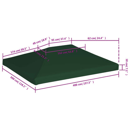 Copertura Superiore per Gazebo 310 g/m² 4x3m Verde - homemem39