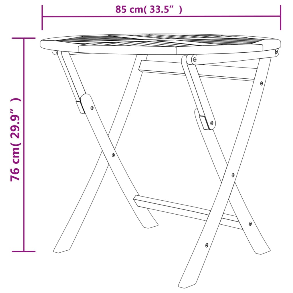 Tavolo da Giardino Pieghevole 85x76cm in Legno Massello di Teak - homemem39