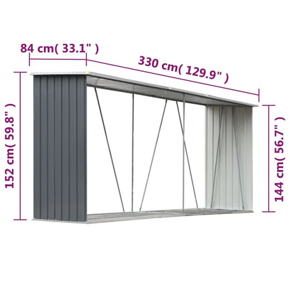 Capannone da Giardino in Acciaio Zincato 330x84x152cm Grigio