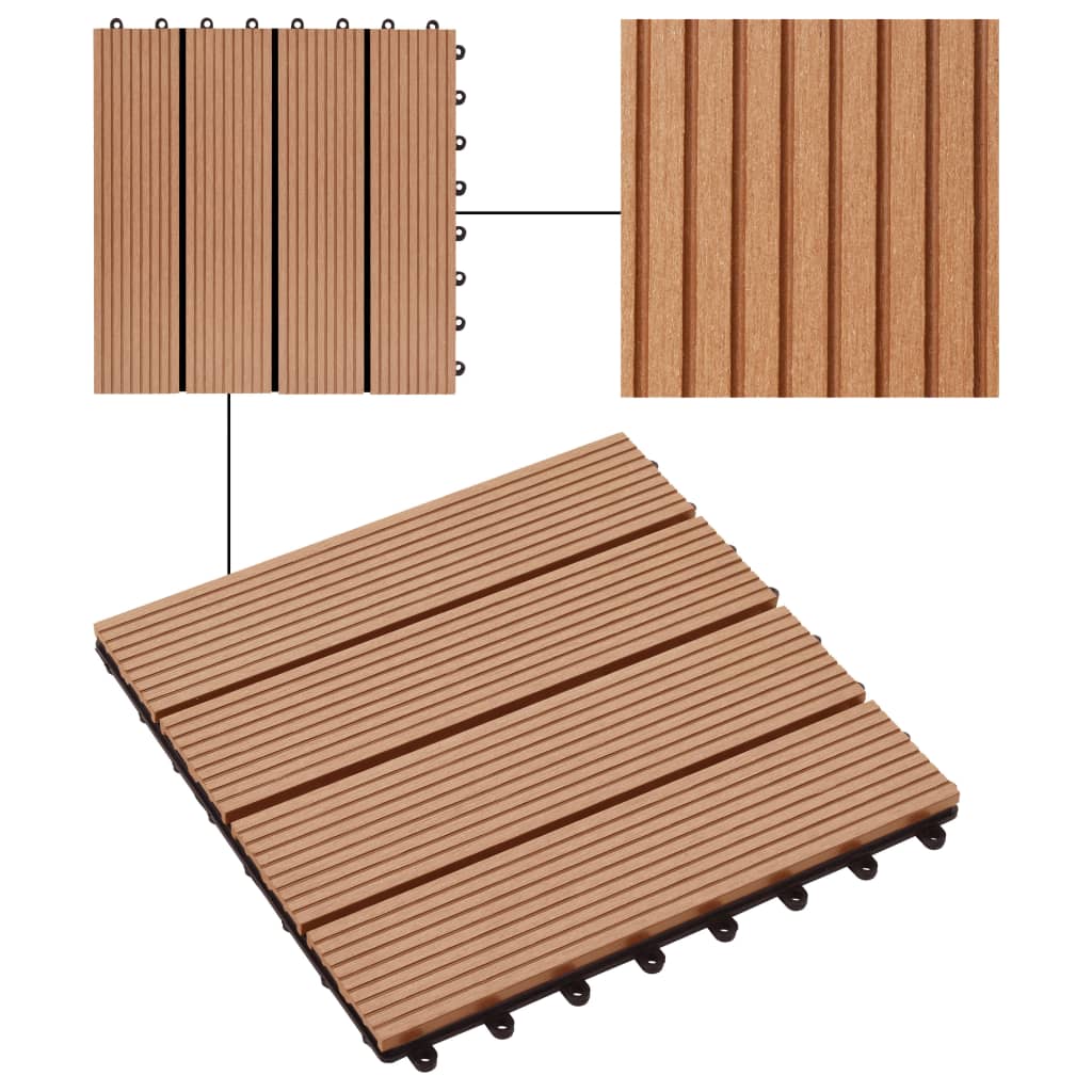 Piastrelle per Decking in WPC 11 pz 30x30cm 1mq Colore Teak