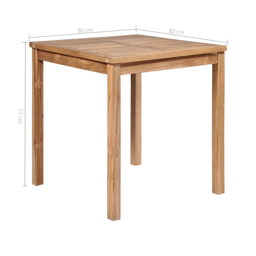 Tavolo da Giardino 80x80x77 cm in Legno Massello di Teak - homemem39