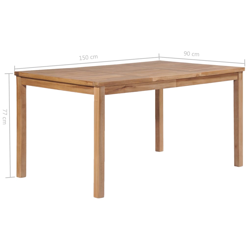 Tavolo da Giardino 150x90x77 cm in Legno Massello di Teak - homemem39