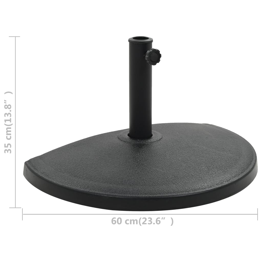 Base per Parasole Semicircolare in Poliresina 15 kg Nero - homemem39