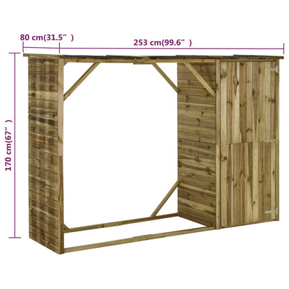 Capanno per Attrezzi e Legna Giardino in Pino 253x80x170cm