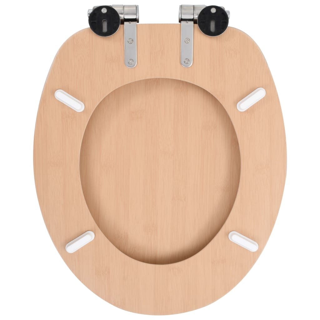 Tavoletta WC Coperchio Chiusura Morbida MDF Design a Bambù - homemem39