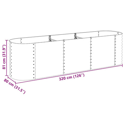 Letto Rialzato Giardino 320x80x81 cm in Acciaio Zincato Grigio - homemem39