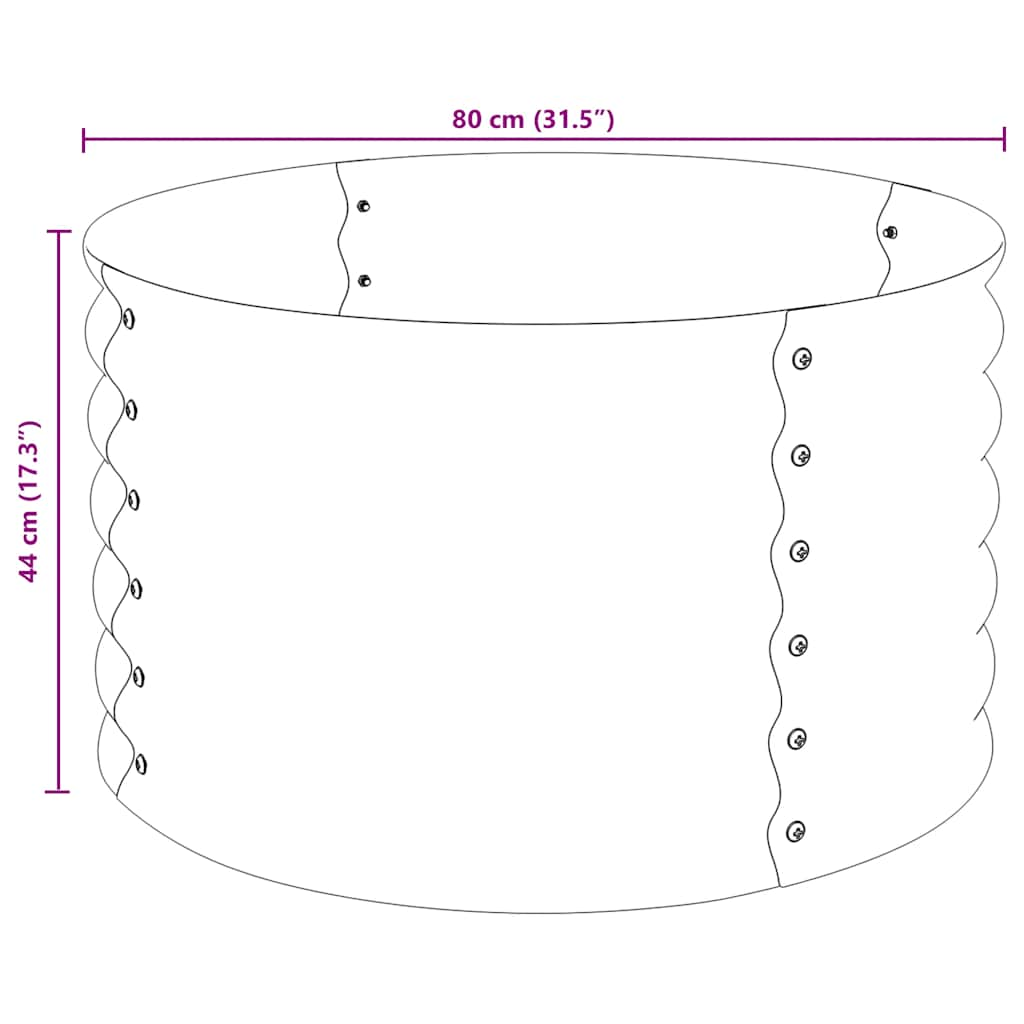 Letto Rialzato Giardino 80x80x44 cm in Acciaio Zincato Grigio