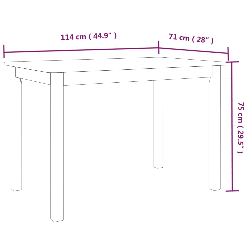 Tavolo da Pranzo Bianco 114x71x75cm in Legno Massello di Hevea - homemem39