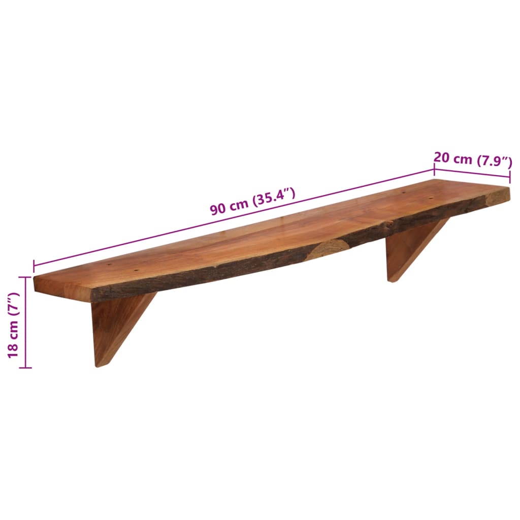 Mensole 2 pz 90x20x18 cm in Legno Massello di Acacia - homemem39