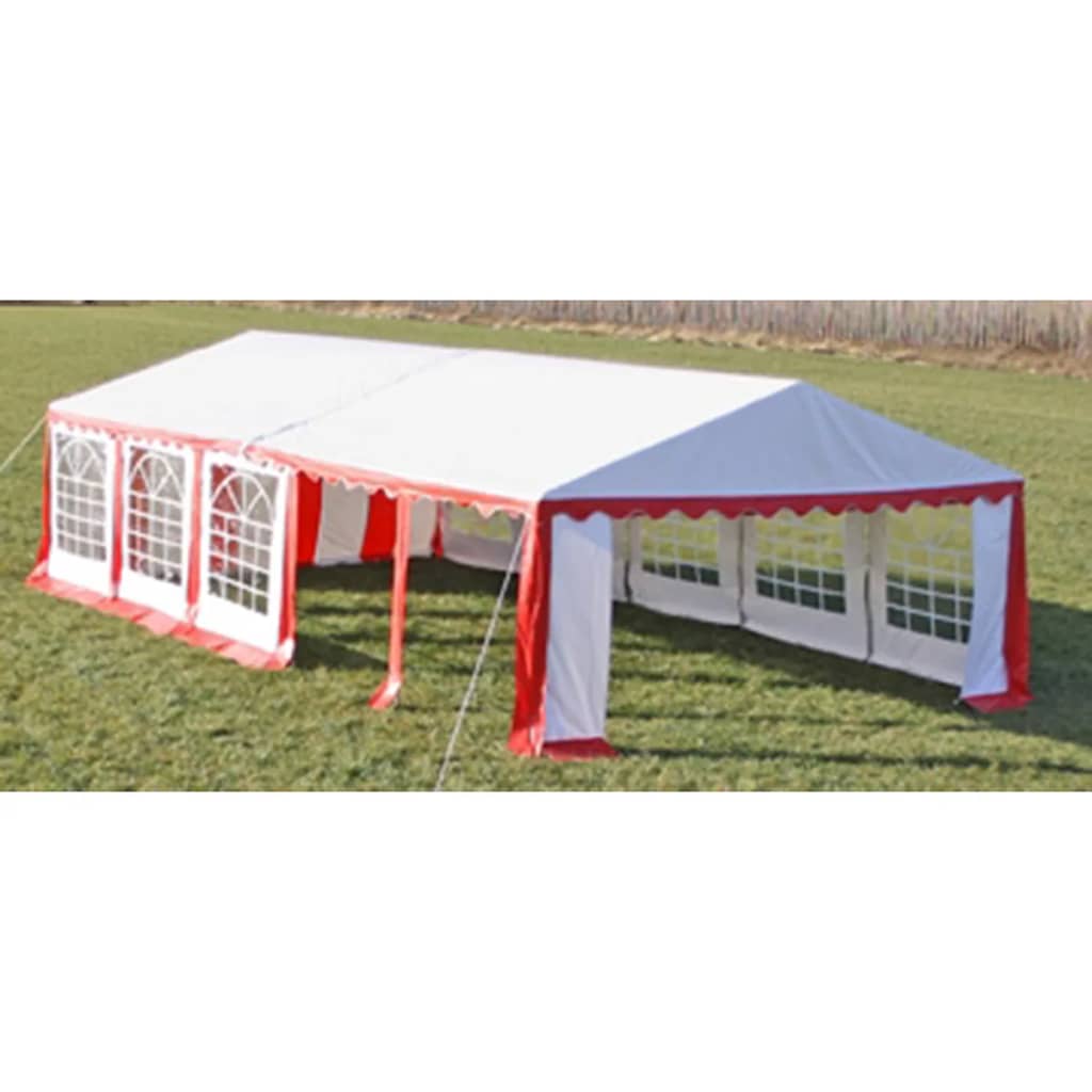 Tetto e pareti di gazebo da festa 10 x 5 m Rosso & Bianco