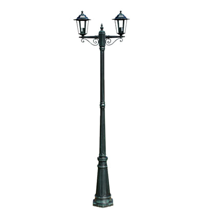 Lampione da Giardino 2 Bracci 215 cm Verde Scuro/Nero Alluminio - homemem39