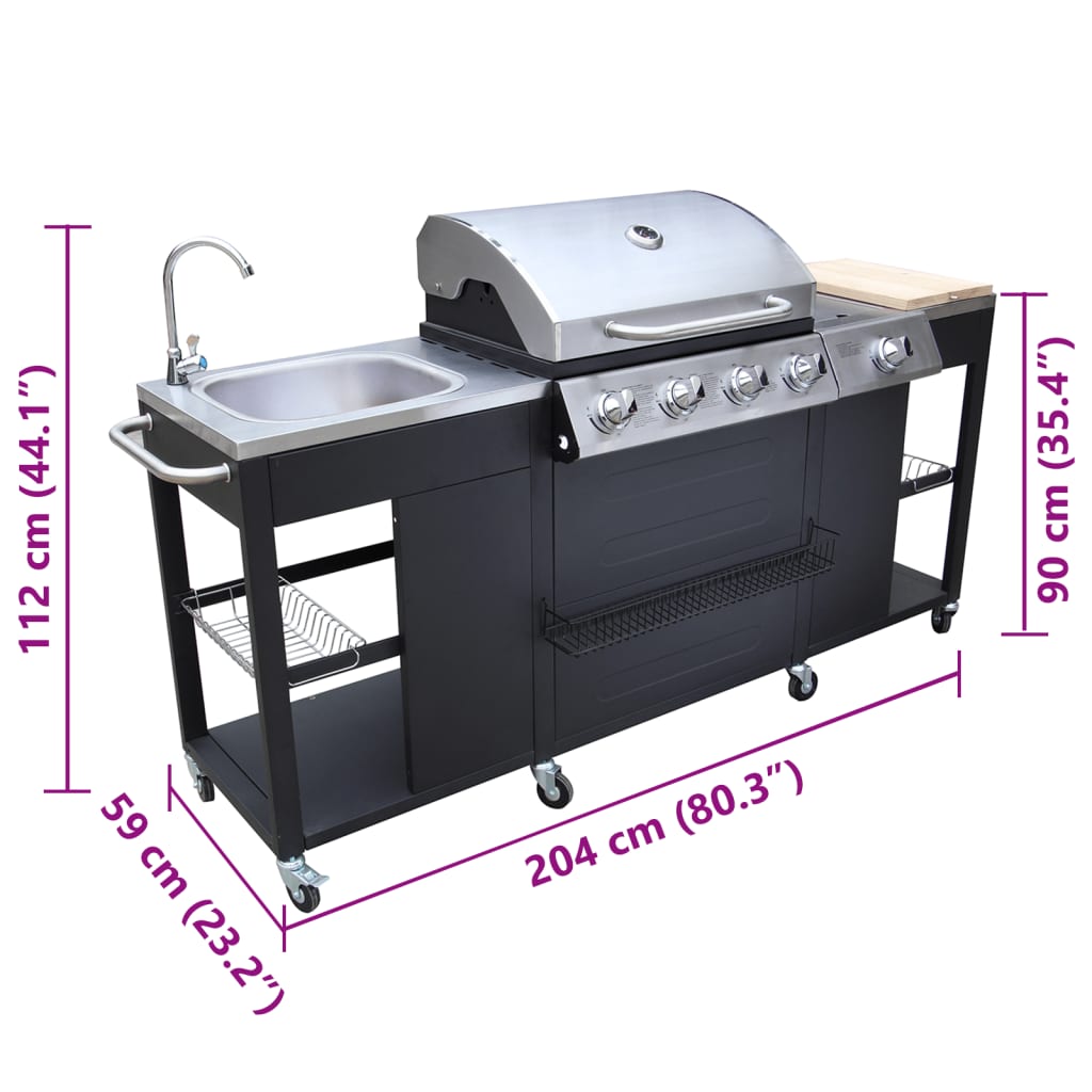 Barbecue da Cucina per Esterni Montana 4 Fornelli - homemem39